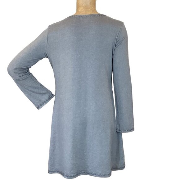 Max Studio Casual Pocket Tee-Shirt Shift Dress/Tunic Embroidered Sz M Gray 279i - Picture 5 of 8